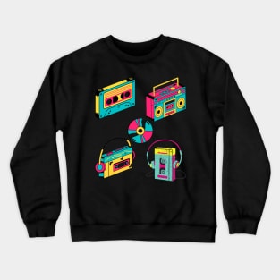 Music Retro art Colorful Cassettes tape Design Crewneck Sweatshirt